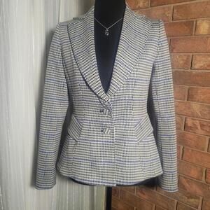 White House Black Market (WHBM) Houndstooth Knit Signature Blazer - Size